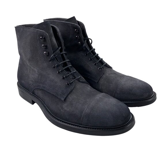 To Boot New York Burkett Cap Toe Lace Up Boots Mens 10M Gray Suede Lug Sole - Picture 2 of 10